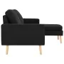 Sofá de 3 plazas con reposapiés de tela negro by , Sofas - Ref: Foro24-288732, Price: 444,25 €, Discount: %