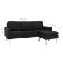 Sofá de 3 plazas con reposapiés de tela negro by , Sofas - Ref: Foro24-288732, Price: 444,25 €, Discount: %