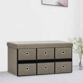 Banco de almacenaje plegable lino sintético taupé 76x38x38 cm by , Benches for halls and storage - Ref: Foro24-338817, Price:...