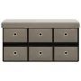 Banco de almacenaje plegable lino sintético taupé 76x38x38 cm by , Benches for halls and storage - Ref: Foro24-338817, Price:...