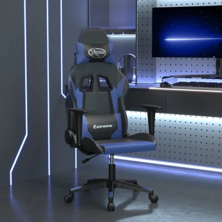 Silla gaming de masaje cuero sintético negro y azul de , Sillones para videojuegos - Ref: Foro24-345445, Precio: 116,16 €, De...