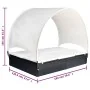 Tumbona doble con toldo de ratán sintético negro de , Tumbonas - Ref: Foro24-42665, Precio: 260,38 €, Descuento: %