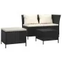Set de muebles de jardín 3 pzas y cojines ratán sintético negro by , Garden sets - Ref: Foro24-319692, Price: 229,32 €, Disco...