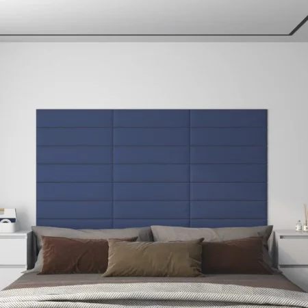 Paneles de pared 12 uds tela azul 60x15 cm 1,08 m² by , Wall covering - Ref: Foro24-343826, Price: 39,10 €, Discount: %