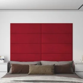 Paneles de pared 12 uds terciopelo rojo tinto 90x30 cm 3,24 m² by , Wall covering - Ref: Foro24-343923, Price: 88,87 €, Disco...