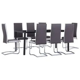Juego de comedor 9 piezas cuero sintético gris by , Furniture sets for kitchens and dining rooms - Ref: Foro24-3053098, Price...