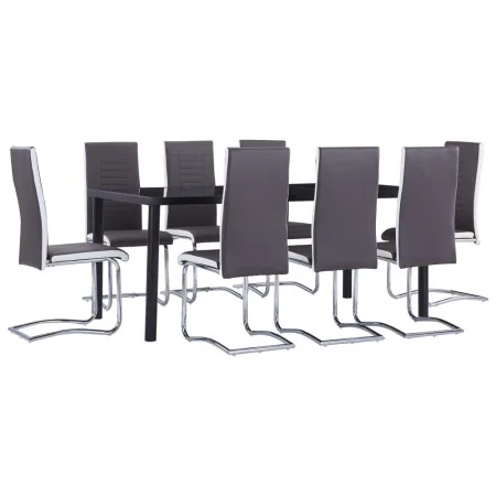 Juego de comedor 9 piezas cuero sintético gris by , Furniture sets for kitchens and dining rooms - Ref: Foro24-3053098, Price...
