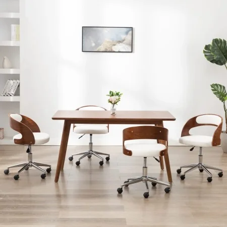 Sillas de comedor giratorias 4 uds madera curvada cuero blanco von , Essstühle - Ref: Foro24-3054912, Preis: 477,64 €, Rabatt: %