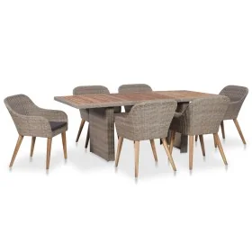 Set de comedor de jardín 7 pzas y cojines ratán sintético gris von , Gartensets - Ref: Foro24-3057814, Preis: 879,17 €, Rabat...