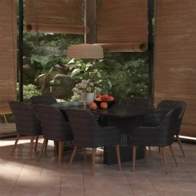 Juego de comedor para jardín 9 piezas ratán sintético negro by , Garden sets - Ref: Foro24-3059485, Price: 987,53 €, Discount: %