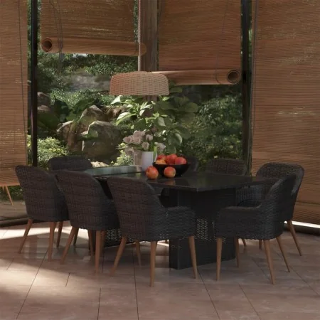 Juego de comedor para jardín 9 piezas ratán sintético negro de , Conjuntos de jardín - Ref: Foro24-3059485, Precio: 987,15 €,...