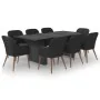 Juego de comedor para jardín 9 piezas ratán sintético negro de , Conjuntos de jardín - Ref: Foro24-3059485, Precio: 987,15 €,...