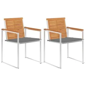 Sillas de jardín con cojines 2 uds madera maciza acacia y acero von , Gartenstühle - Ref: Foro24-3061489, Preis: 253,12 €, Ra...