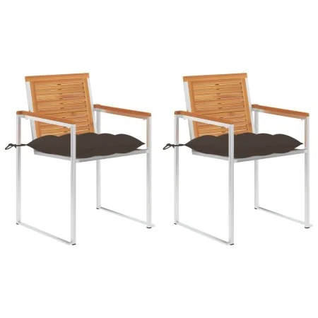 Sillas de jardín con cojines 2 uds madera maciza acacia y acero de , Sillas de jardín - Ref: Foro24-3061511, Precio: 259,05 €...
