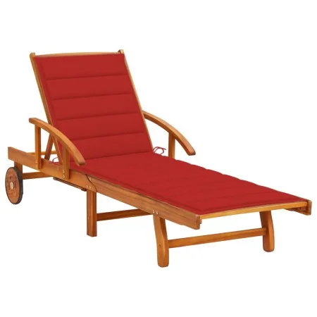 Tumbona de jardín con cojín madera maciza de acacia de , Tumbonas - Ref: Foro24-3061608, Precio: 245,94 €, Descuento: %