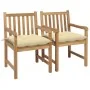 Sillas de jardín 2 uds madera de teca con cojines blanco crema von , Gartenstühle - Ref: Foro24-3062747, Preis: 314,37 €, Rab...
