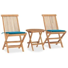 Set comedor de jardín plegable 3 piezas madera de teca cojines von , Gartensets - Ref: Foro24-3063175, Preis: 170,08 €, Rabat...