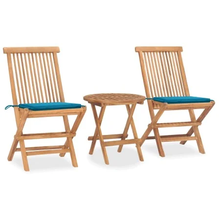 Set comedor de jardín plegable 3 piezas madera de teca cojines von , Gartensets - Ref: Foro24-3063175, Preis: 170,08 €, Rabat...