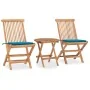 Set comedor de jardín plegable 3 piezas madera de teca cojines von , Gartensets - Ref: Foro24-3063175, Preis: 170,08 €, Rabat...