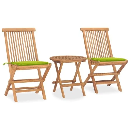 Set comedor de jardín plegable 3 piezas madera de teca cojines by , Garden sets - Ref: Foro24-3063182, Price: 161,38 €, Disco...