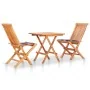 Set de bistró 3 piezas madera de teca y cojines a cuadros rojos von , Gartensets - Ref: Foro24-3063238, Preis: 195,31 €, Raba...
