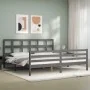 Gray solid wood bed frame with headboard 200x200 cm by vidaXL, Beds and slatted bases - Ref: Foro24-3194853, Price: 172,13 €,...