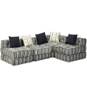 Puf modular de 4 plazas de tela de rayas grises by , Cushions for chairs and sofas - Ref: Foro24-244982, Price: 903,46 €, Dis...