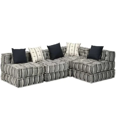 Puf modular de 4 plazas de tela de rayas grises by , Cushions for chairs and sofas - Ref: Foro24-244982, Price: 903,46 €, Dis...