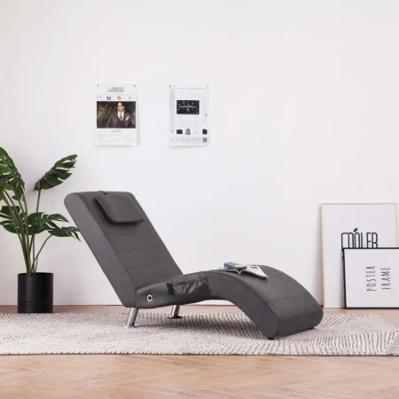 Diván de masaje con almohada de cuero artificial gris by , Daybeds - Ref: Foro24-281288, Price: 268,43 €, Discount: %