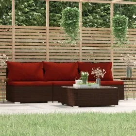 Set muebles de jardín 4 piezas y cojines ratán sintético marrón by , Garden sets - Ref: Foro24-317551, Price: 361,37 €, Disco...