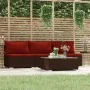 Set muebles de jardín 4 piezas y cojines ratán sintético marrón de , Conjuntos de jardín - Ref: Foro24-317551, Precio: 361,34...