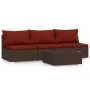 Set muebles de jardín 4 piezas y cojines ratán sintético marrón de , Conjuntos de jardín - Ref: Foro24-317551, Precio: 361,34...
