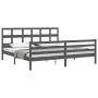Gray solid wood bed frame with headboard 200x200 cm by vidaXL, Beds and slatted bases - Ref: Foro24-3194853, Price: 172,13 €,...