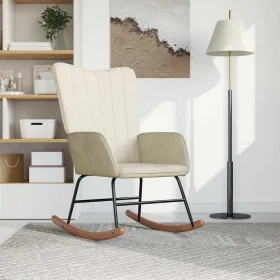 Silla mecedora de terciopelo blanco crema by , Rocking chairs - Ref: Foro24-327752, Price: 124,03 €, Discount: %
