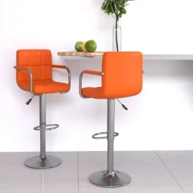 Taburetes de cocina 2 unidades cuero sintético naranja by , Kitchen stools - Ref: Foro24-334600, Price: 149,37 €, Discount: %