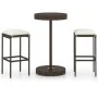 Set de bar de jardín 3 piezas y cojines ratán sintético marrón by , Garden sets - Ref: Foro24-3064758, Price: 168,37 €, Disco...
