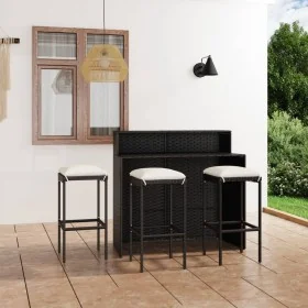 Set muebles de bar para jardín 4 piezas y cojines negro by , Garden sets - Ref: Foro24-3064876, Price: 368,72 €, Discount: %