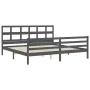Gray solid wood bed frame with headboard 200x200 cm by vidaXL, Beds and slatted bases - Ref: Foro24-3194853, Price: 172,13 €,...