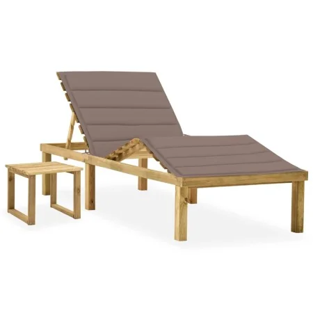 Tumbona de jardín con mesa y cojín de madera de pino impregnada de , Tumbonas - Ref: Foro24-3065872, Precio: 136,84 €, Descue...