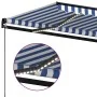 Toldo manual retráctil con LED azul y blanco 450x300 cm de , Toldos - Ref: Foro24-3069121, Precio: 376,19 €, Descuento: %