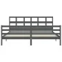 Gray solid wood bed frame with headboard 200x200 cm by vidaXL, Beds and slatted bases - Ref: Foro24-3194853, Price: 172,13 €,...