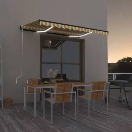 Toldo automático LED sensor de viento amarillo blanco 350x250cm de , Toldos - Ref: Foro24-3069093, Precio: 493,18 €, Descuent...