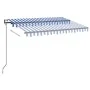 Toldo automático LED sensor de viento azul y blanco 350x250 cm by , Awnings - Ref: Foro24-3069091, Price: 496,87 €, Discount: %