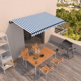 Toldo automático retráctil azul y blanco 450x350 cm von , Markisen - Ref: Foro24-3069206, Preis: 491,99 €, Rabatt: %