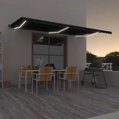Toldo retráctil manual con luz LED gris antracita 600x350 cm von , Markisen - Ref: Foro24-3069244, Preis: 599,85 €, Rabatt: %