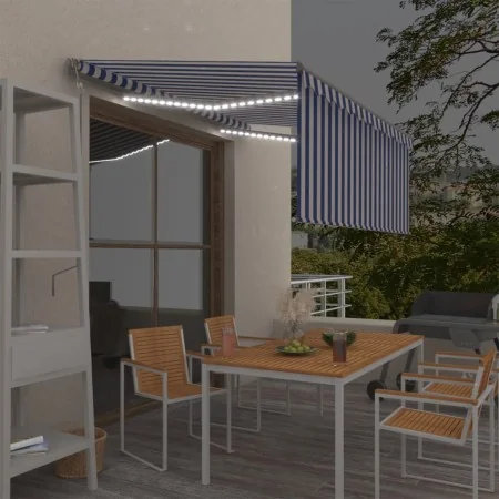 Toldo automático persiana, LED y sensor de viento azul 3,5x2,5m by , Awnings - Ref: Foro24-3069411, Price: 532,65 €, Discount: %