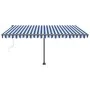 Toldo de pie automático azul y blanco 400x350 cm by , Awnings - Ref: Foro24-3069826, Price: 566,36 €, Discount: %