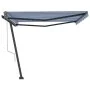 Toldo de pie automático azul y blanco 400x350 cm by , Awnings - Ref: Foro24-3069826, Price: 566,36 €, Discount: %