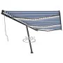 Toldo automático LED sensor de viento azul y blanco 600x350 cm by , Awnings - Ref: Foro24-3069891, Price: 976,88 €, Discount: %
