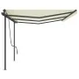 Toldo retráctil automático con postes crema 6x3,5 m by , Awnings - Ref: Foro24-3070287, Price: 833,75 €, Discount: %